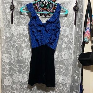 Frilly blue and black top